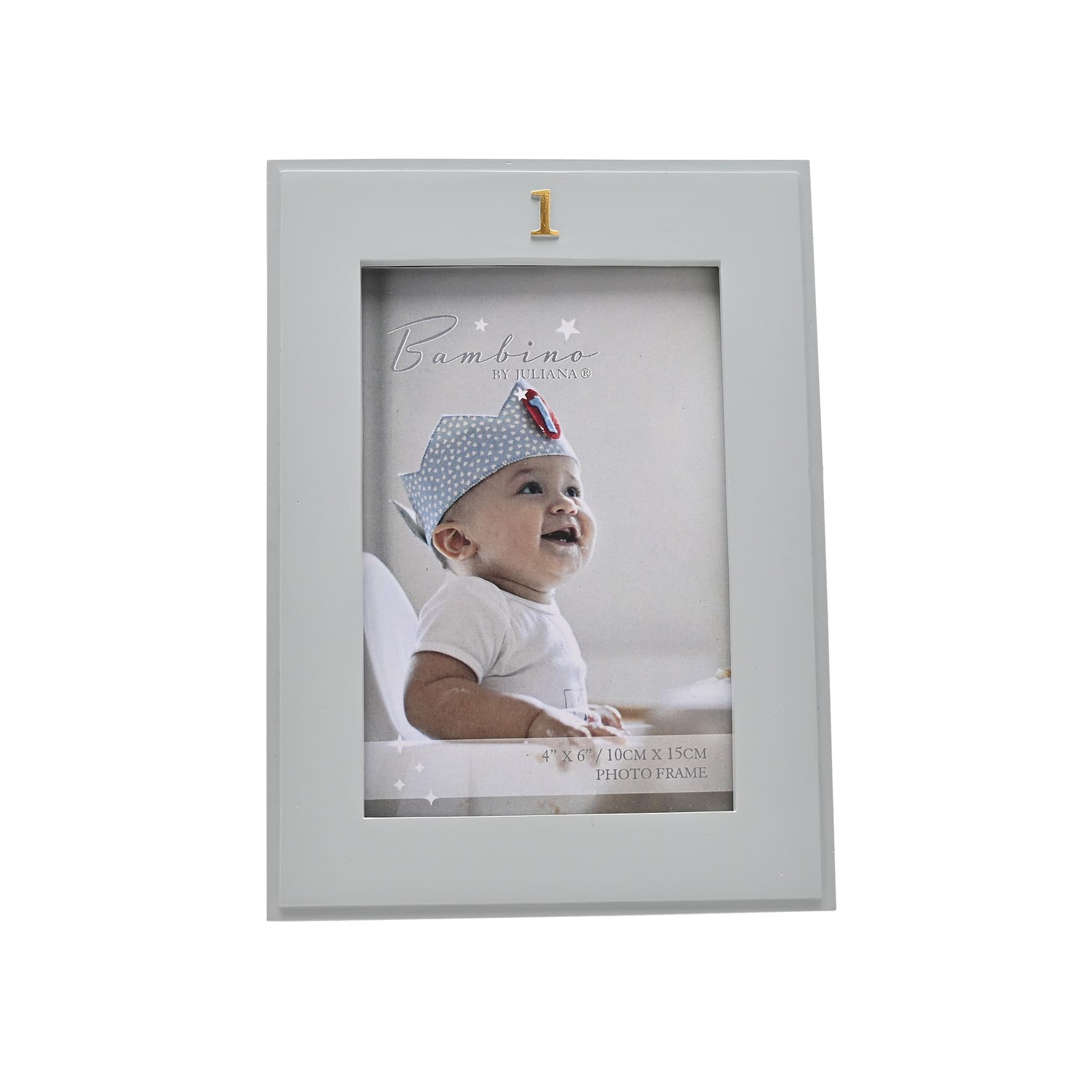 Bambino By Juliana Men's Blue Bambino 1St Birthday Resin Photo Frame – 4X6 Baby Boy Keepsake | Freestanding First Birthday Picture Frame With “1” Detail | Nursery Gift For Boys, Newborn Memory Display