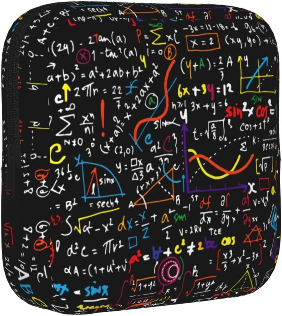 Math Formula Print Women Period Bag Sanitary Pouch Portable Pad Pouch Tampon Holder Small Zipper Pouch Storage Bag