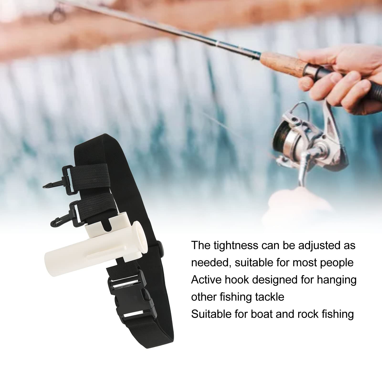 Yuecoom Fishing Rod Belt, Adjustable Plastic ABS Fishing Waist Strap with Safety Buckle Hook for Outdoor Enthusiasts and Anglers