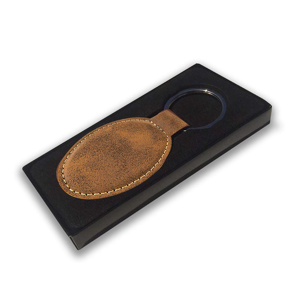 LaserGram Oval Keychain, Deer, Personalized Engraving Included (Rustic with Gold)