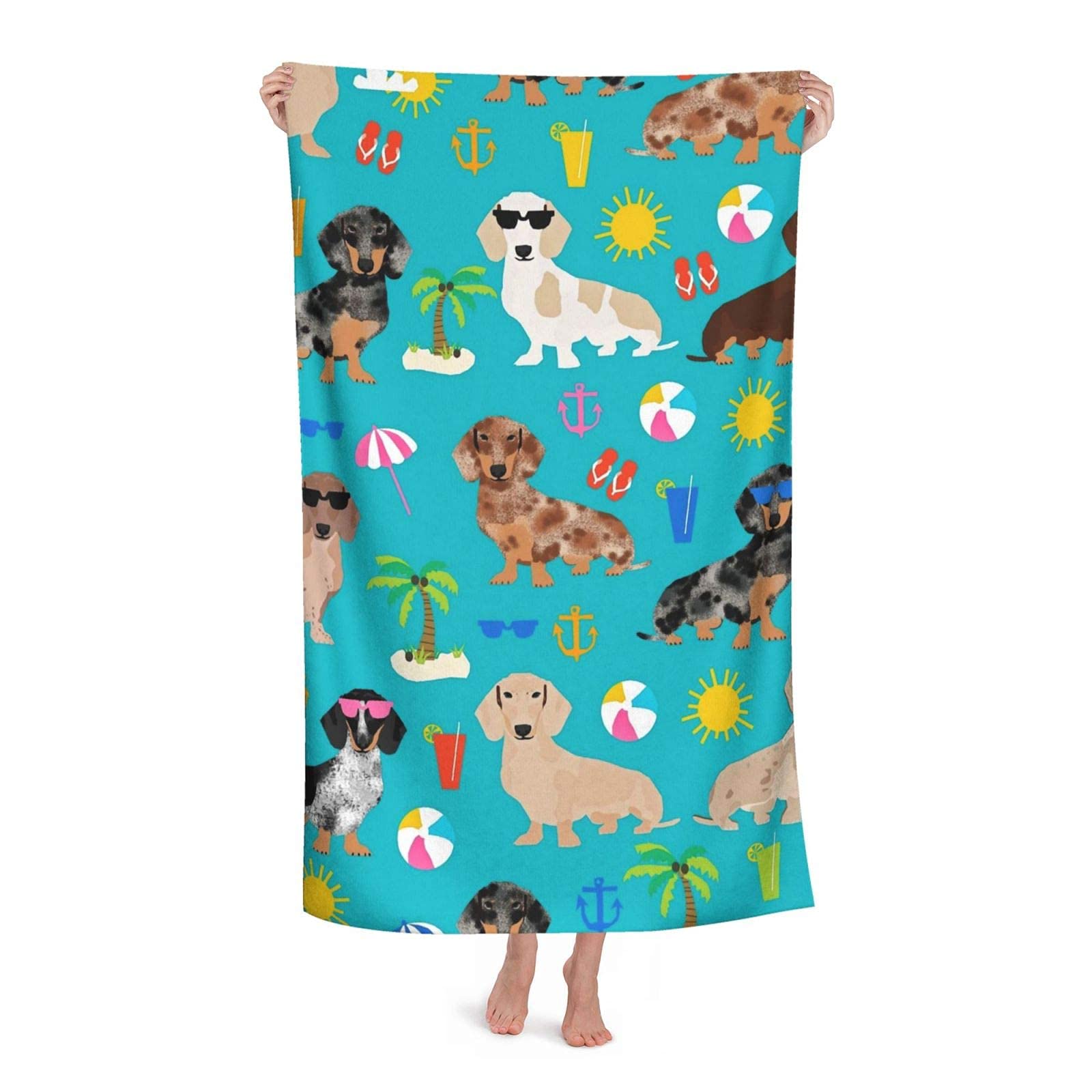 Serviette De Plage 80*130Cm,Teckel De Dessin Animé Animal