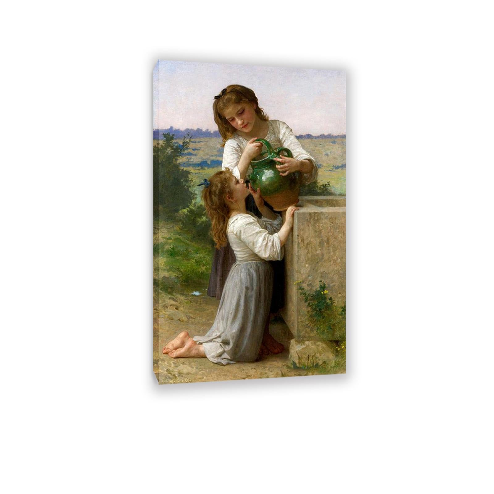 RXNHGJDS William-Adolphe Bouguereau Wall Art At The Fountain Fine Art Portrait Wall Painting Aesthetic Wall Decor for Living Room Bedroom Bathroom Home Decor 120x70cm Inner frame