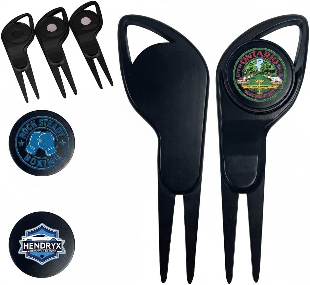 Custom Golf Divot Tool with Magnetic Ball Marker - Professional 4.11" Repair Tool - Laser Engraved or Full-Color UV Logo - Personalized Bulk 50/100 Pack for Golf Tournaments & Corporate Gifts