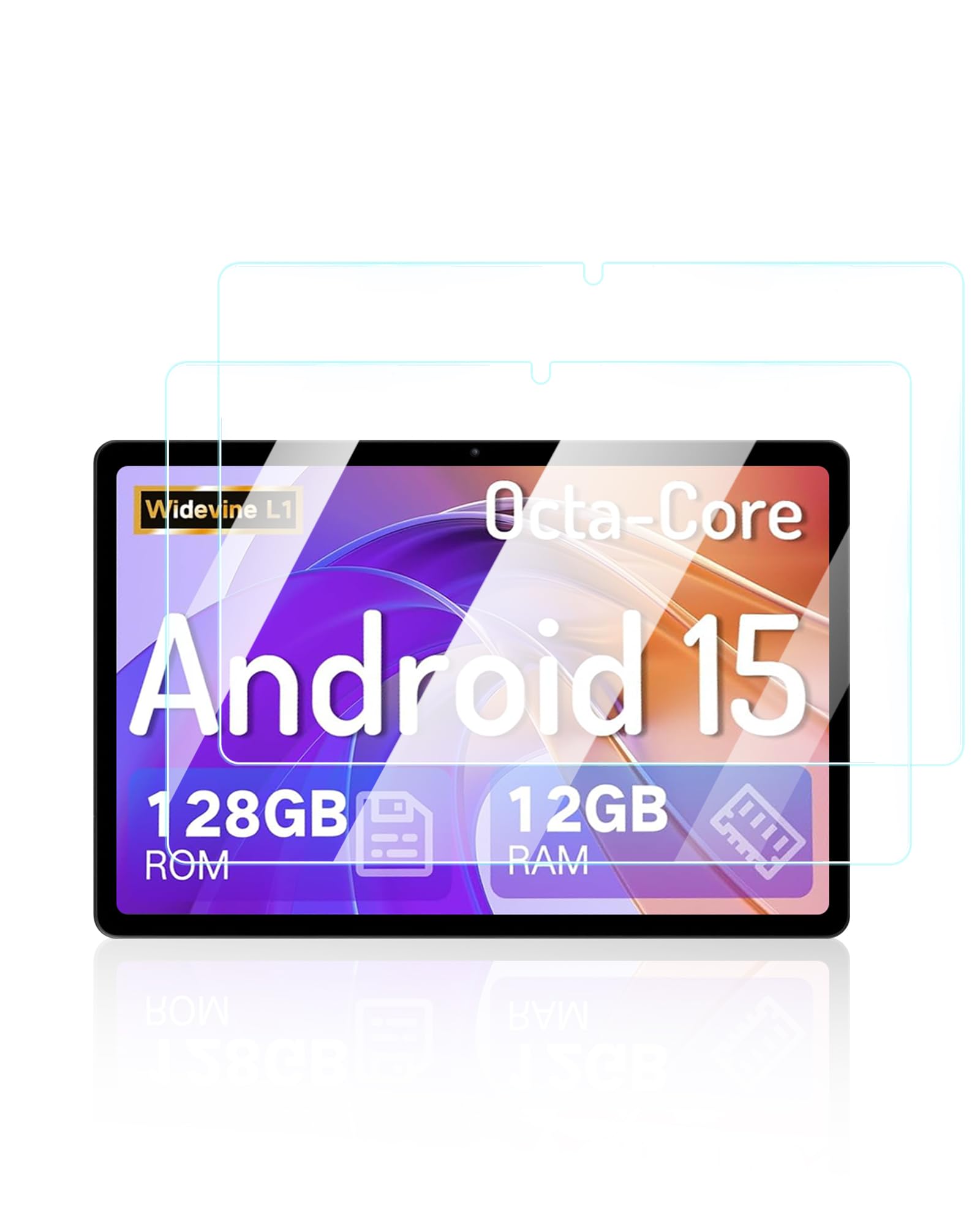 UYRUREL Screen Protector for JUNYANG T30W Android Tablet 10.1 Inch tablet, Anti-Scratch 9H Hardness Touch Sensitive 2.5D Rounded Edges Bubble Free