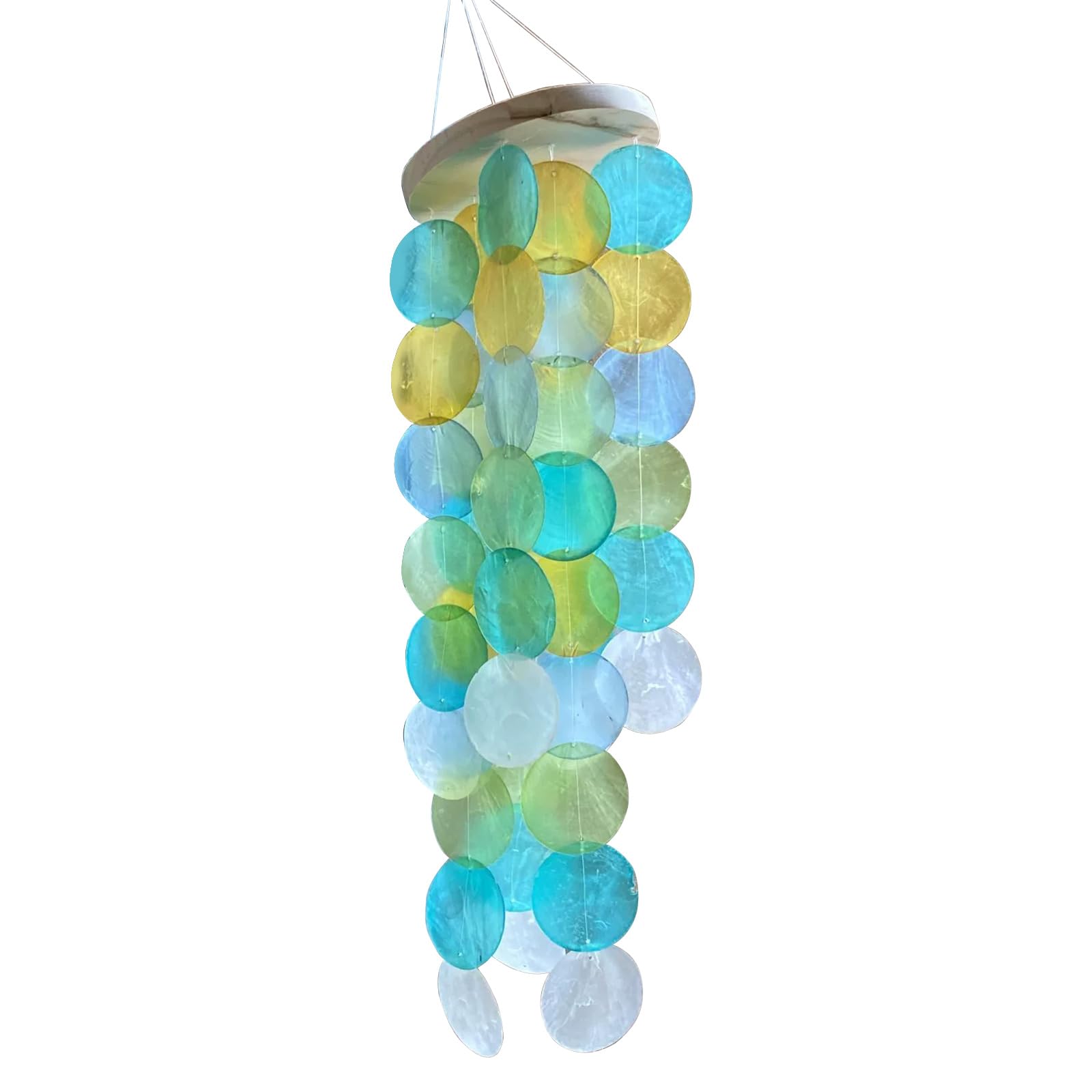 Colored Capiz Shells Windchimes Hanging Pendant for Patio or Garden Decoration Adds Serenities to Any Space Weather Resistant Windchimes