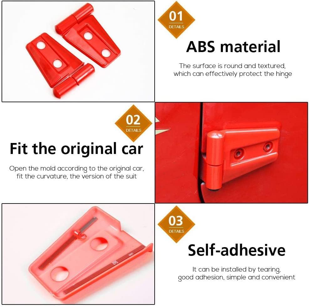 CheroCar Door Hinge Covers Protector Red Kit Fits for Jeep Wranlger Unlimited Rubicon Sahara Sports Accessories 2007-2018 JK JKU 4pcs