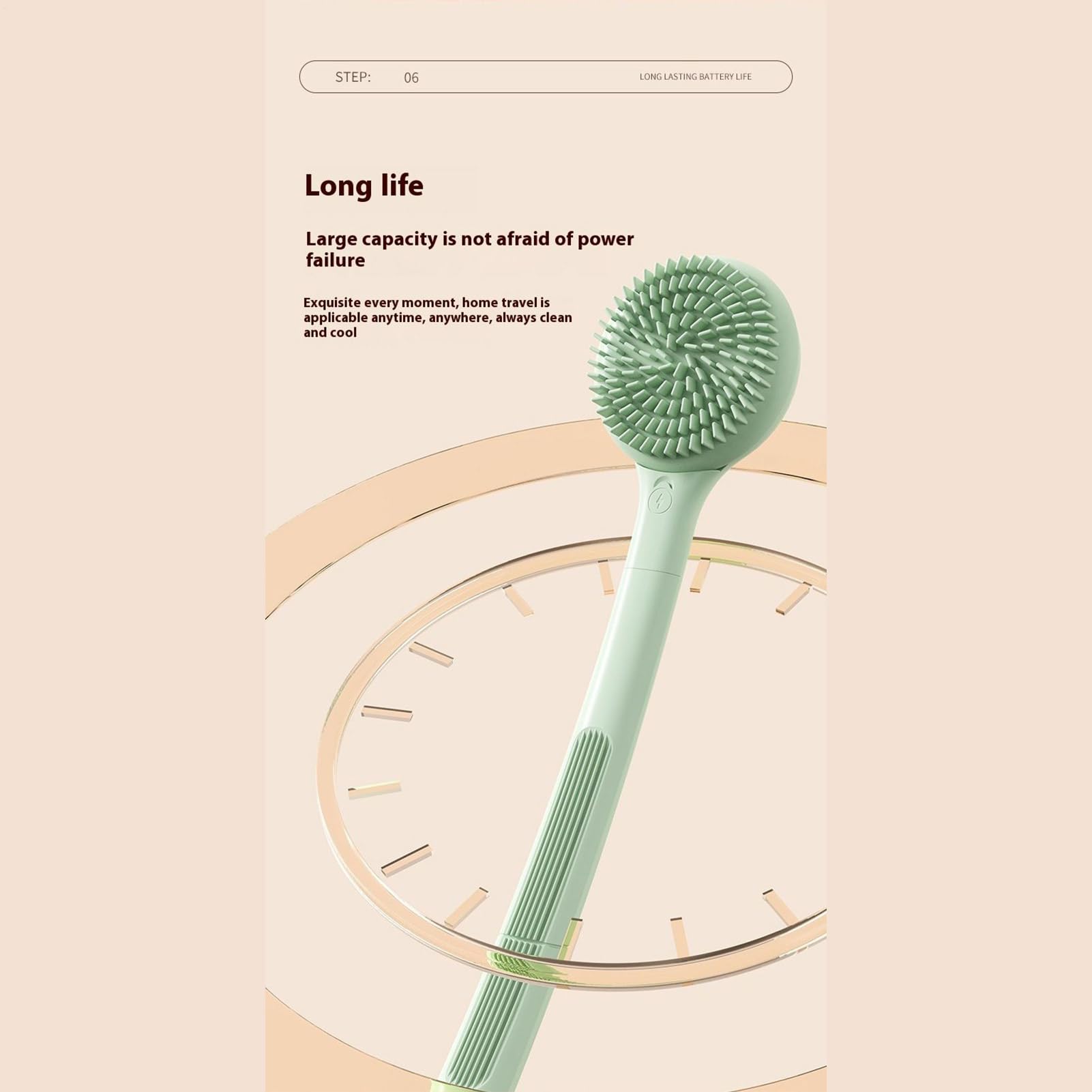 Cepillo trasero eléctrico para la ducha 2 velocidades giratorias | Cepillo corporal recargable con mango largo para mujeres para masaje de baño y lavado de pies cara cabeza vientre