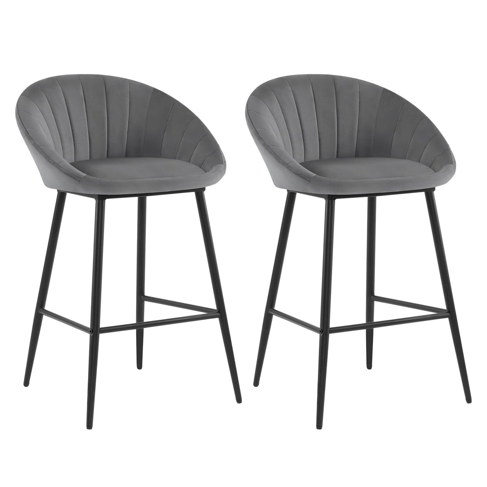 EUGAD Set of 2 Bar Stools, High Kitchen Stool with Backrest and Footrest, Ideal for Dining Room, Cafe, Island Bar, Dark Grey