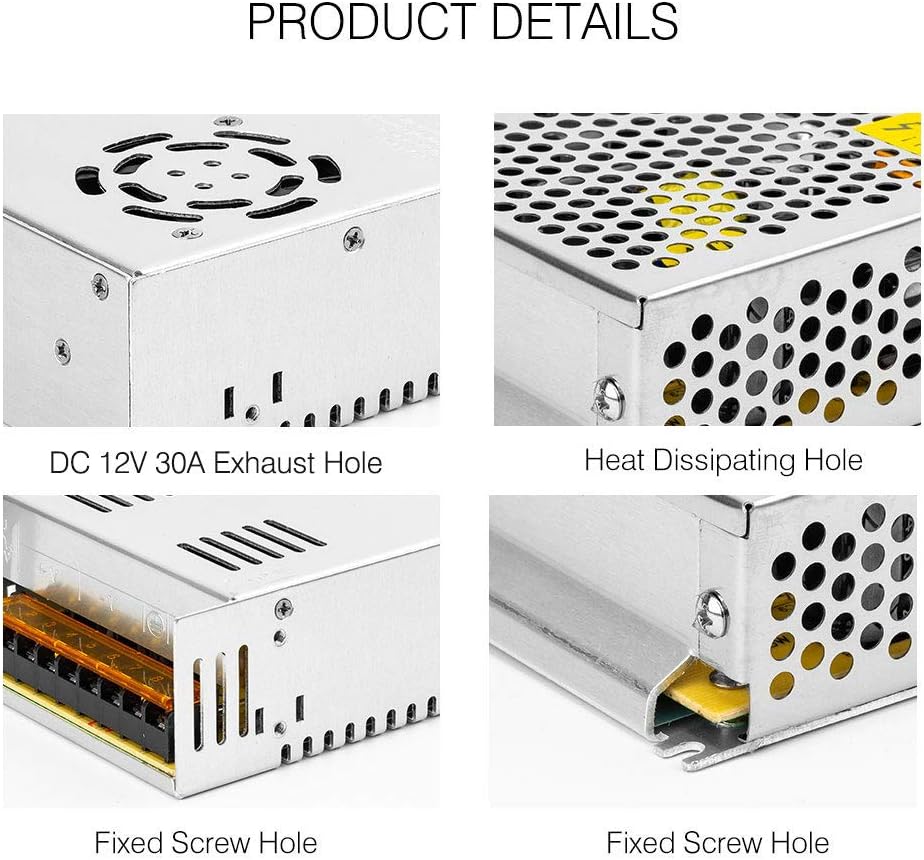BTF-LIGHTING AC100-240V to DC12V25A Max300W Switching Power Supply Device Transformer Adapter Converter for LED Strip Module,CCTV Camera,Security System,Radio,Cats