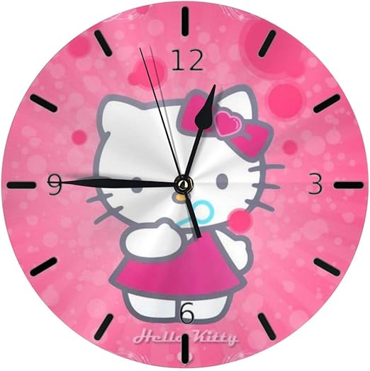 Amazon Co Jp ハローキティが泡の壁紙を吹きます 掛け時計 円形 シンプル 静音 おしゃれ 高級感 フレームなし インテリア 壁掛け時計 置き時計 ホーム キッチン