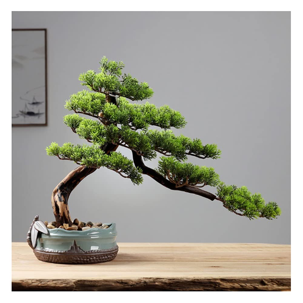 zlw-shop Artificial Plants Artificial Bonsai Tree Fake Plant Ceramic Potted Plant Pebble Bonsai Ceramic Base Home Office Interior Decoration Ornaments Artificial Flora (Color : B)