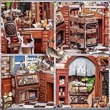 CUTEBEE Book Nook Kit-Domek Dla Lalek Z Oświetleniem LED,Drewniana Podpórka Do Książek,Retro & Nostalgiczna Dekoracja Półki Na Książki,Prezent (John's Hair Salon)