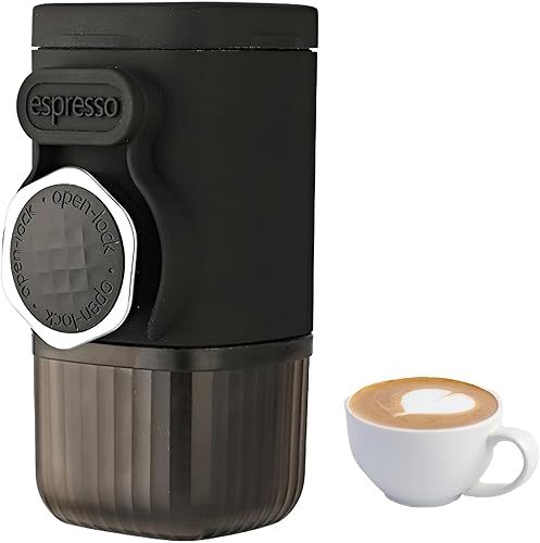 Cafetera portátil de prensa manual, con compartimento para cápsulas, tazón de café en polvo, preparación manual para viajes en casa