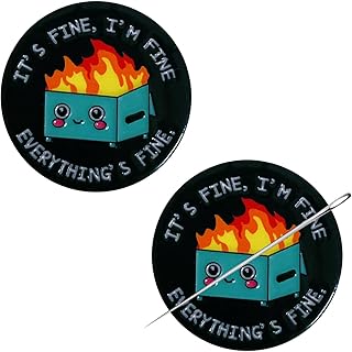 2pcs Funny Dumpster Fire Needle Minder, Magnetic Needle Nanny Needlework Accessories