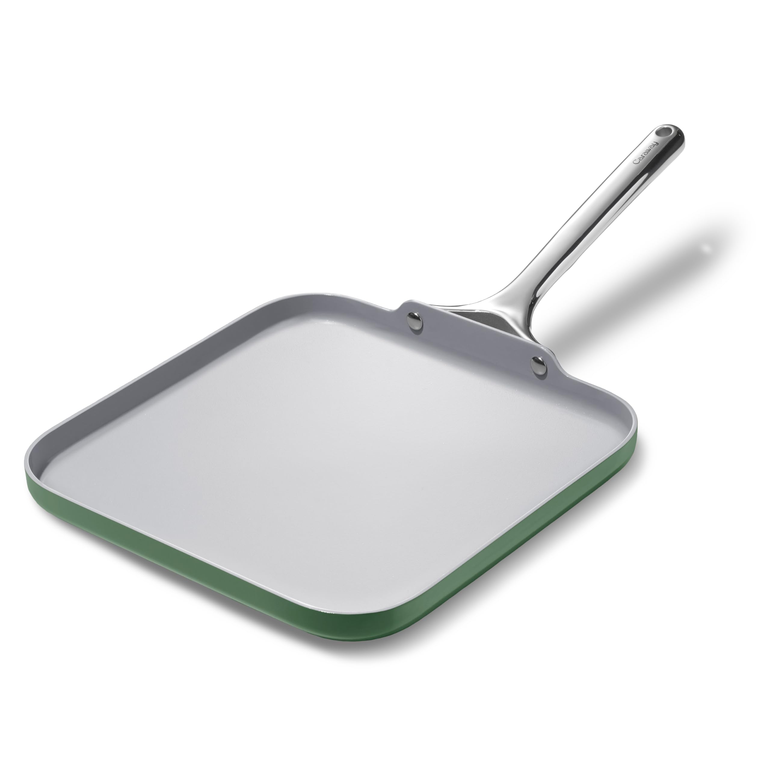 Caraway Square Griddle Pan - 11” Square Pan - Non-Stick Ceramic Coated - Non Toxic, PTFE & PFOA Free - Oven Safe & Compatible with All Stovetops - Sage