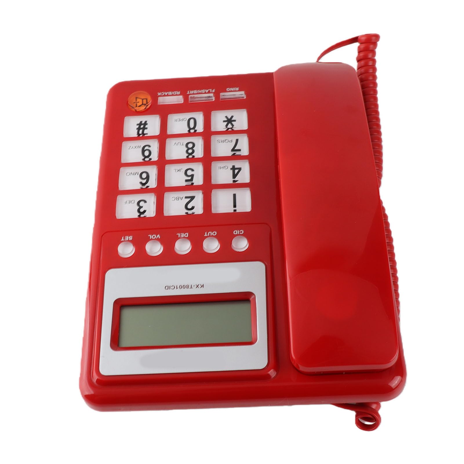 Telefoni con Filo Linea Fissa con Display ID Chiamante, Telefono Fisso con Vivavoce per Hotel Casa Ufficio Casa, Telefono da Tavolo Rosso retrò per Anziani, Segreteria Telefonica Digitale