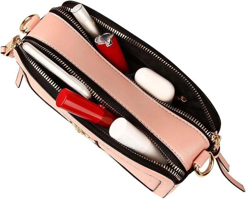 Beatfull Designer Crossbody Bag Bee Shoulder Purse for Women Trendy Wide Strap Camera Clutch PU Leather Handbag