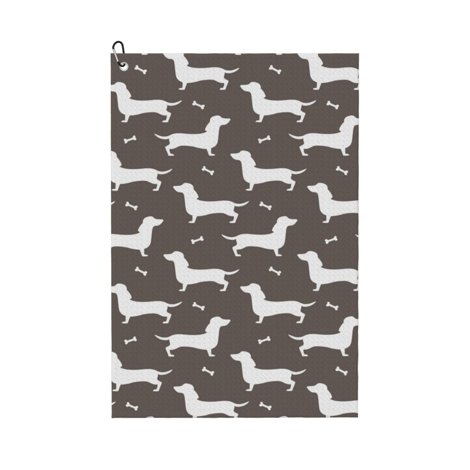 Hnnkloy Dachshund Pattern, 16x24 in Portable Waffle Golf Towels with Carabiner Clip for Golf Bag