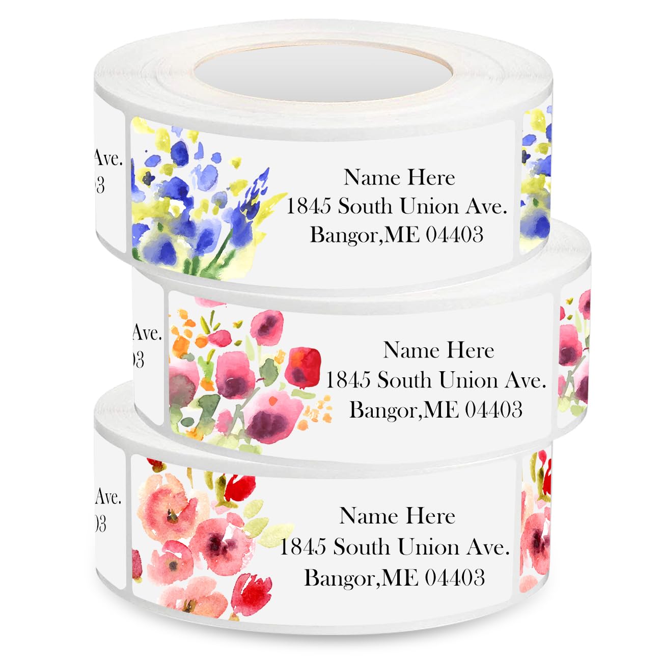 Teryiaco personalizes Return Address Tags, Floral Color Images, and a roll of 120/250 Stickers