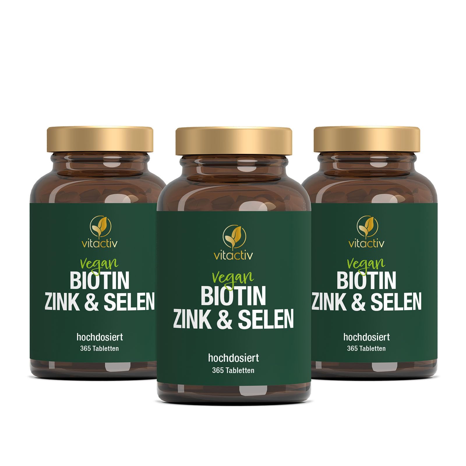 VITACTIV Biotin Zink Selen - Haut Haare Nägel Tabletten, Hochdosiert mit 10000 mcg Biotin pro Tagesverzehr - Herstellung in Deutschland, Laborgeprüft - Vegan, Zuckerfrei - 1095 Stück, Jahresvorrat