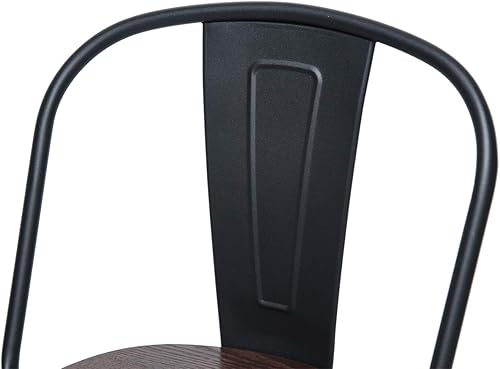 Miniatura 8 de HAOBO Home Taburetes de bar de 24 pulgadas de respaldo alto con asiento de madera [juego de 4] taburetes de bar de altura de mostrador, negro mate