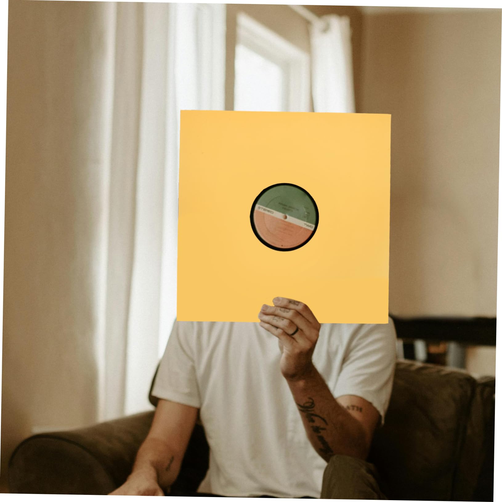 Buste Protettive per Dischi in Vinile in Carta Kraft Gialla, 10 Pezzi, Facili da Usare e Resistenti agli Strappi la Conservazione