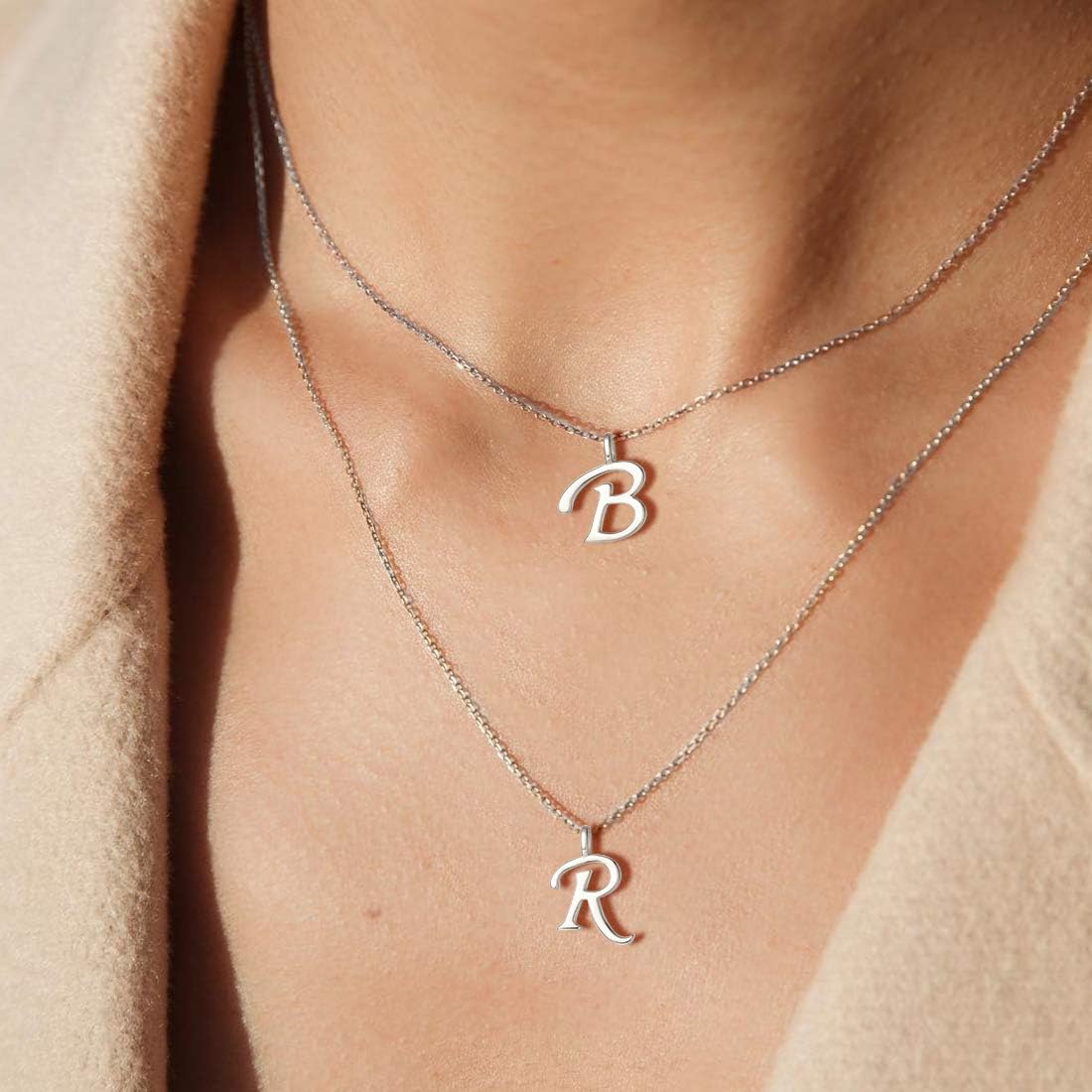 FANCIME Sterling Silver Gold Plated Initial Necklace High Polish Monogram Letter Initial U Pendant Necklace Fine Jewelry for Women 16” + 2” Extender - Image 2