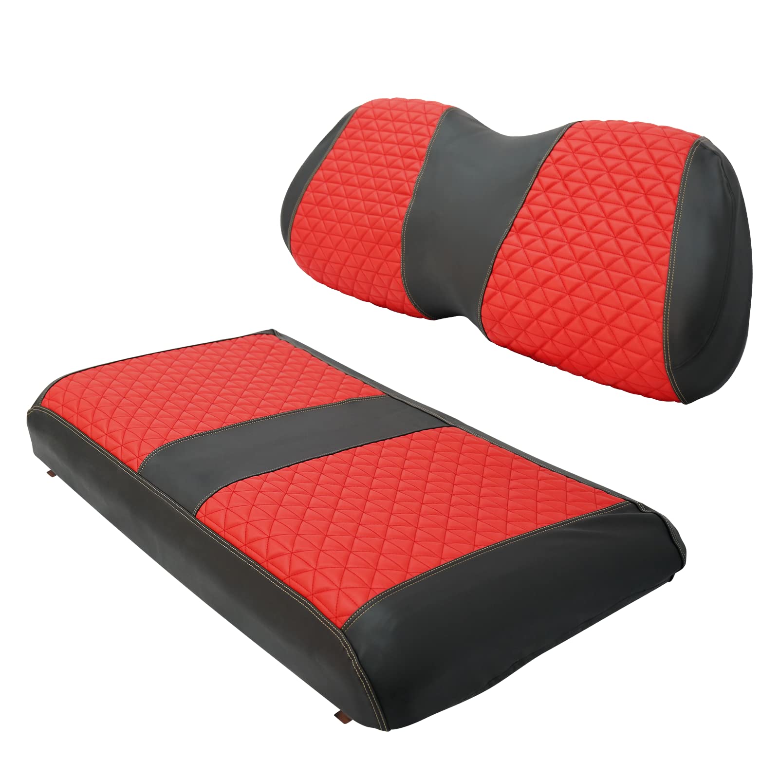 XUANYUDG0769 Golf Cart Seat Covers for Club Car Precedent Onward Tempo OEM Ordinary Seat Cushion Front Sets, Vinyl Leather Made Adjustable Straps and Retractable Buckle/No Stapler Required