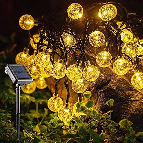 NEWYANG Solar Globe String Lights, 35.6ft 60 LED 8 Modes String Lights Outdoor Waterproof Crystal Balls Solar Powered Fairy Lighting for Patio Garden Yard Home Party Wedding Christmas (Warm White)