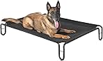 pettycare Elevated Outdoor Dog Bed - Raised Bed for Large Dogs, Waterproof Cot Easy to Assemble, Cooling Elevated Cot with Breathable Teslin Mesh, Durable, Non Slip, Up to 65 lbs,Black