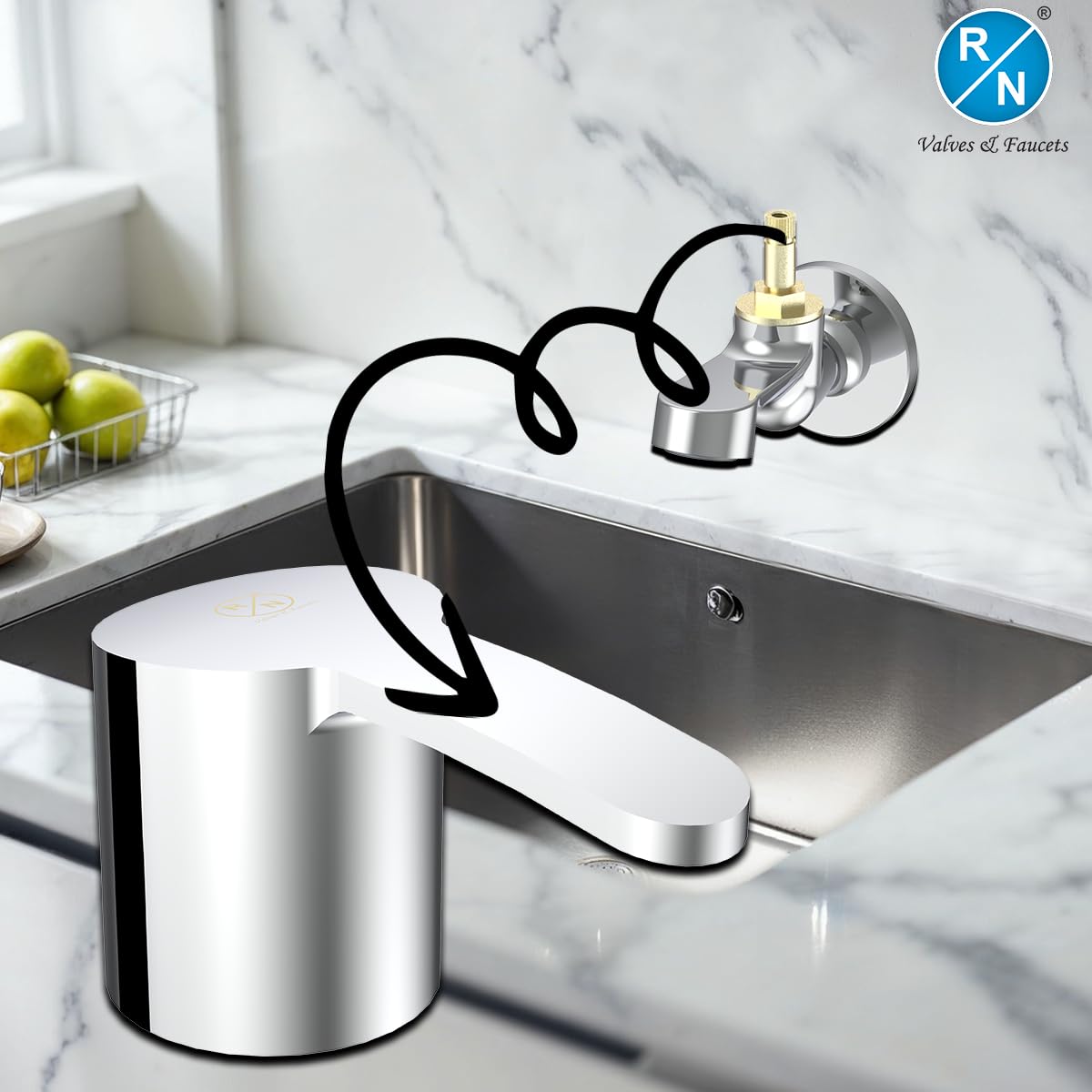 RN Chrome Plated Replacement Handles for Bathroom & Kitchen Taps | Durable & Easy-to-Install (Only Handle Included)_RNKAL24G50 2
