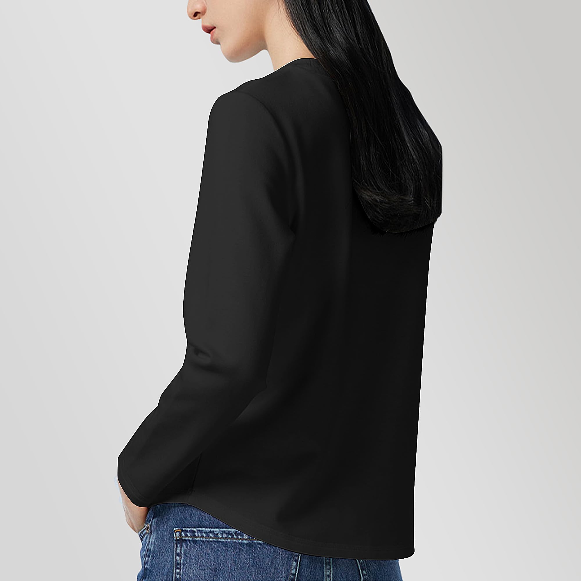 LiKing Maglietta a Maniche Lunghe Donna con Scollo Tondo Cotone 3er Pack 6151