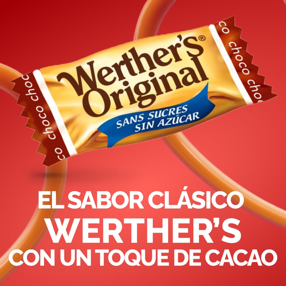 Werther's Original Caramelos Toffee de Mantequilla y Nata con Sabor a Chocolate Sin Azúcar - Bolsa de 1 kg - Sin Gluten y Aptos para Vegetarianos y Diabéticos - Para Compartir y Regalar
