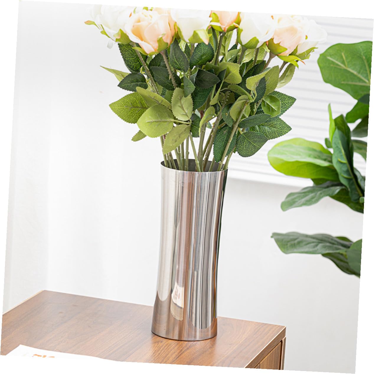 TOYANDONA Moderner Edelstahl Spiegel Vase Hydroponisch Metall Blumenvase für Wohnzimmer Nordic Deko Esszimmer Tisch Mittelstück Langlebig Korrosionsbeständig