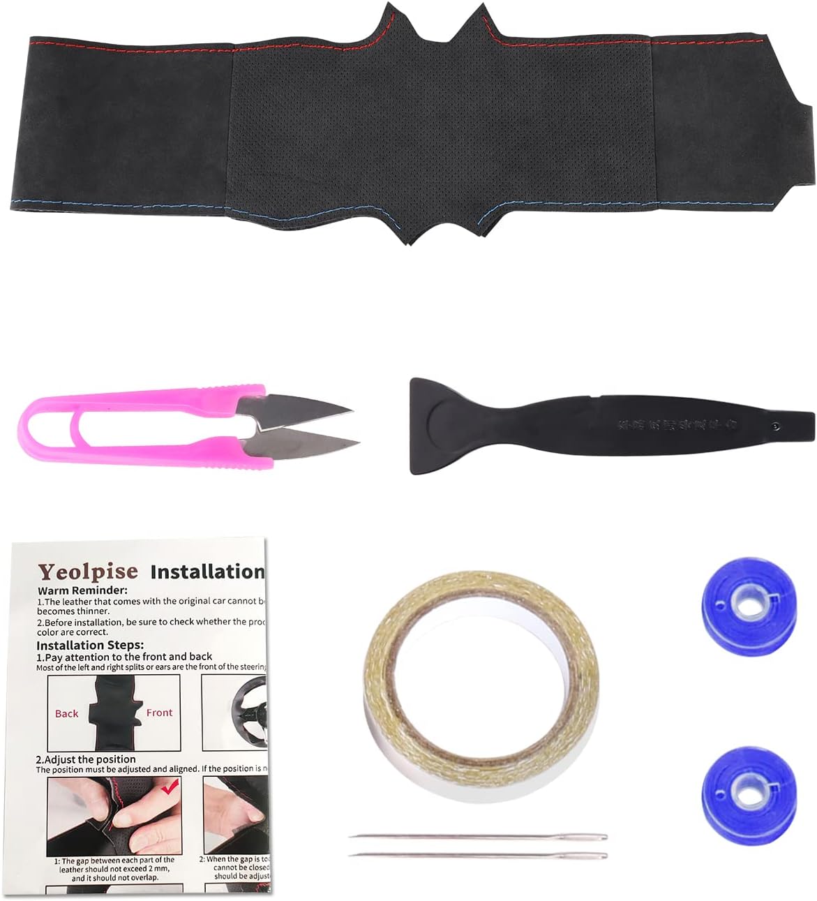 Hand Sewn Steering Wheel Cover,Fit for F87 M2 F80 M3 F82 M4 2 M5 F12 F13 M6 F85 X5 M F86 X6 M F33 F30 M Sport,Non-Slip Breathable Suede Leather Steering Wheel Cover on Wrap