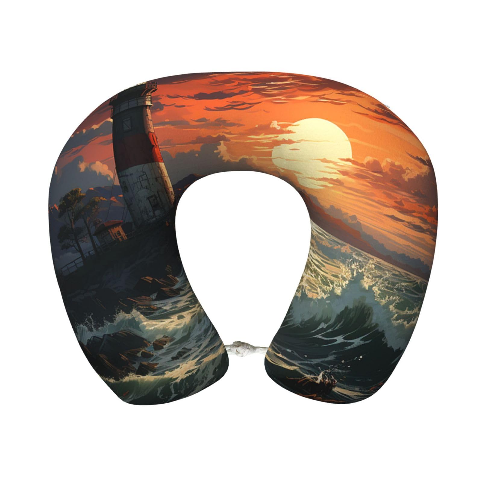 FekiLoot Travel Pillow for Sleeping, Lighthouse Travel Neck Pillow Comfortable U Shape Memory Foam Neck Rest Support Portable Travel Accessories Suitable for Airplane Car Office