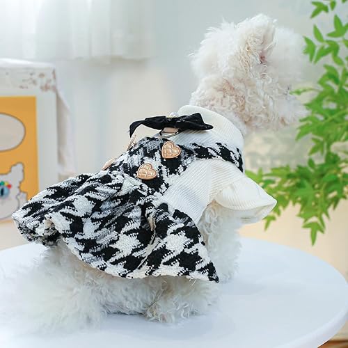 Miniatura 6 de Vestido de Navidad para perro, vestidos clásicos a cuadros, falda de cachorro, disfraz de lazo, traje de mascota, ropa de gato con anillo en D,