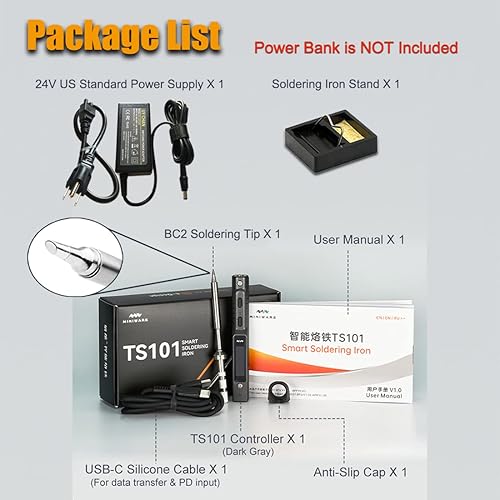 Vista 12 de Kit de estación de soldador TS101 original actualizado de TS100 DC 65W PD 45W Power Programable Smart Mini Electric Portable Soldering Pen con punta