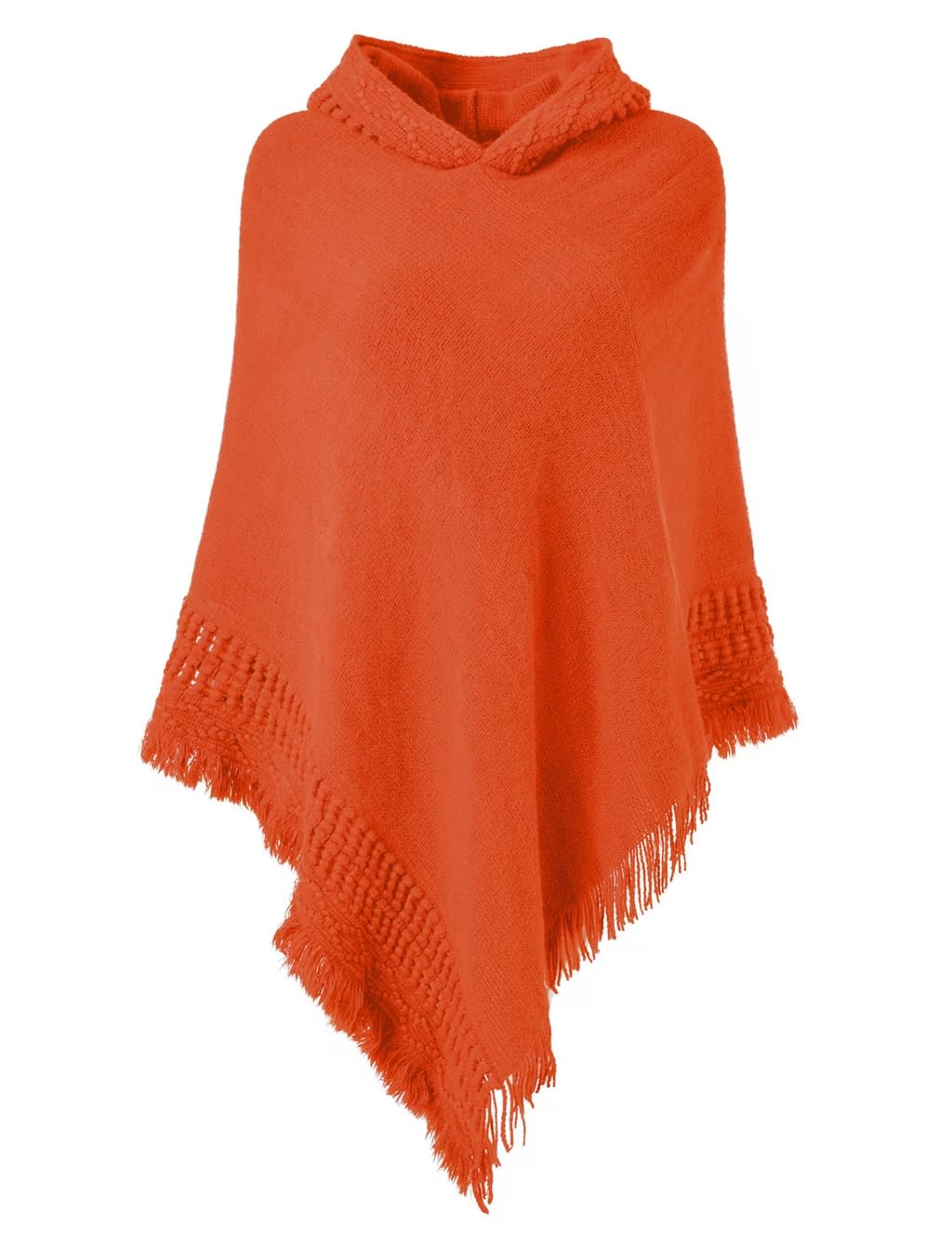 Ferand Women's Witchy Hooded Knit Poncho with Fringe
