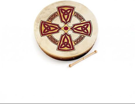 Waltons Bodhran 18" Kilkenny Cross - Handcrafted Irish Instrument - Crisp & Musical Tone - Hardwood Beater Included w/Purchase