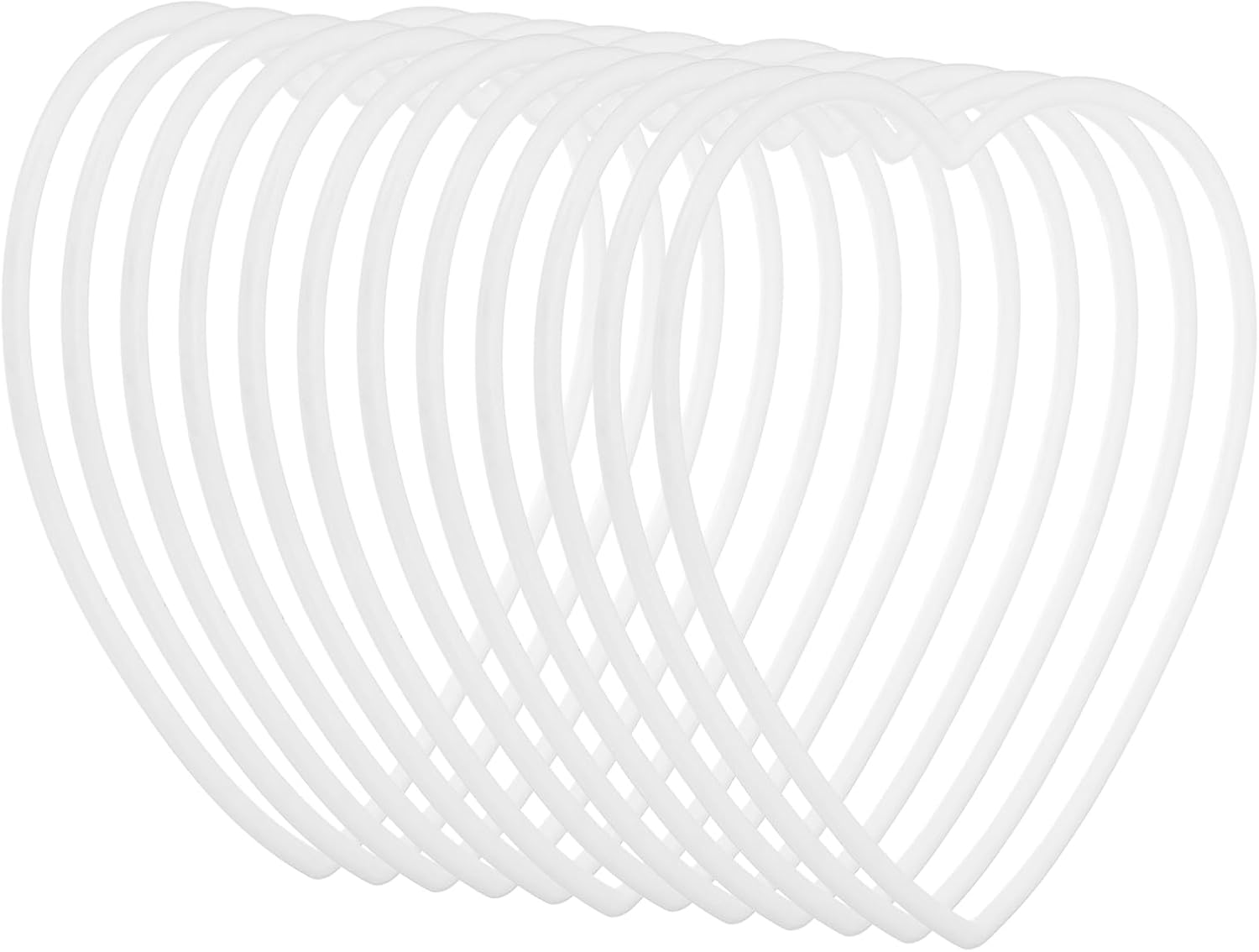 PATIKIL 14 Inch Heart Dream Catcher Rings, 12 Pcs Plastic Macrame Wreath Floral Ring Hoop for Home Car DIY Craft Wedding Wall Hanging Decorations, White