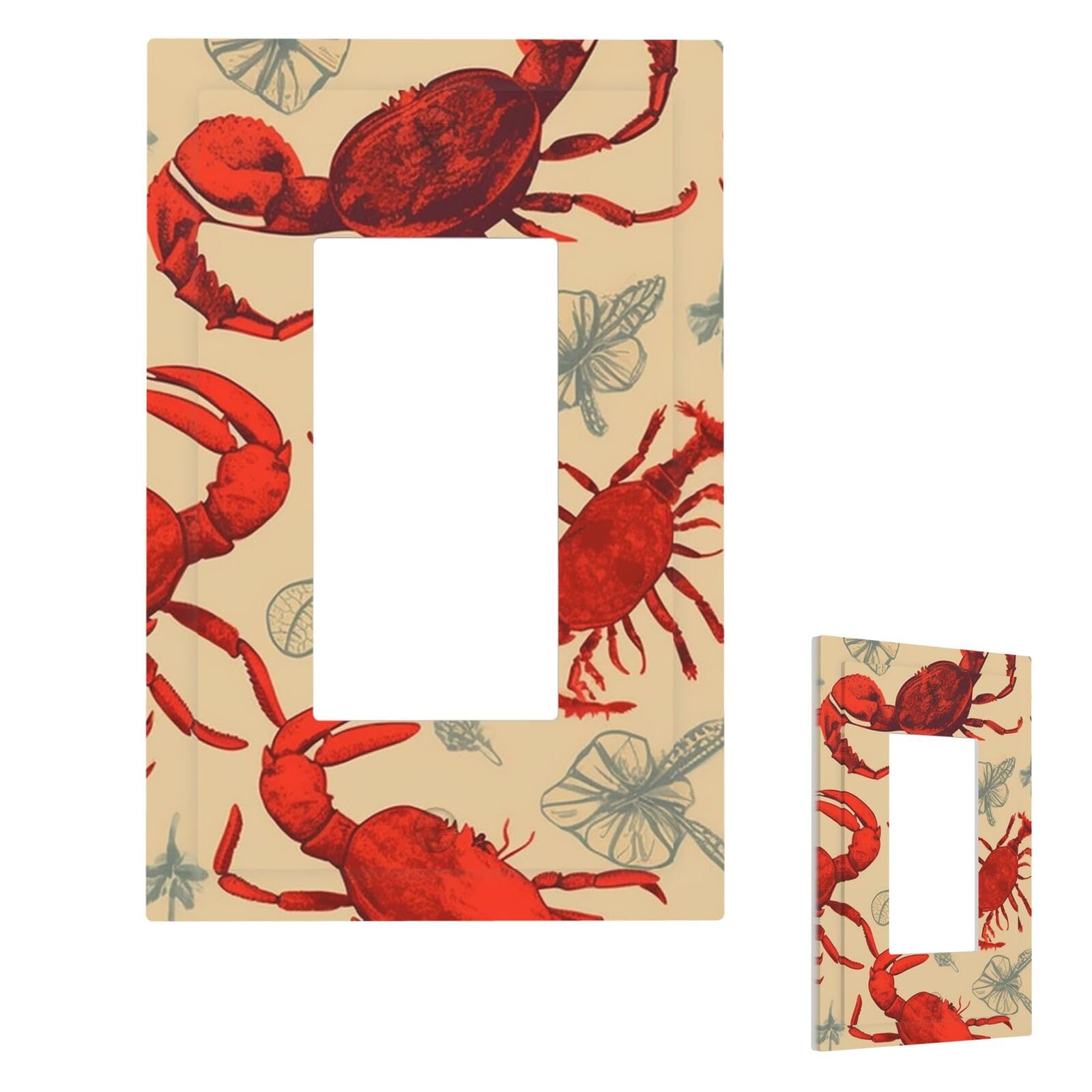 Lobster and Crab Wall Plate Cover 1 Gang, Modern Decorative Light Switch Cover Unbreakable Receptacle Outlet Covers for Living Room Bedroom Decor