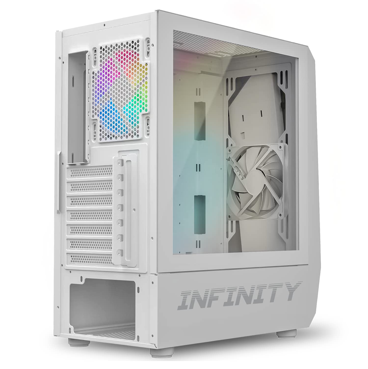 Spirit Of Gamer - INFINITY ARTIC | Case PC Gaming ATX Bianco | Case Mid Tower RGB con Pareti Laterali in Vetro Temperato | Compatibile con ATX, Micro ATX, ITX | 2 Ventole per PC da 120 mm con 1 ARGB