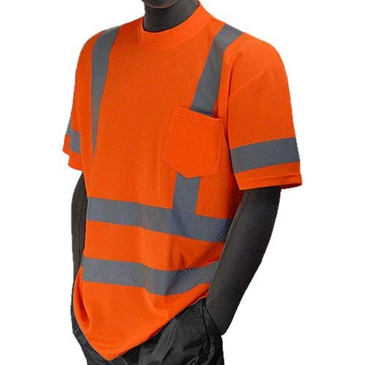Majestic Glove 75-5306/X4 T-Shirt, Double Stripe, High Visibility, Birdeye, Class 3, 4X-Large, Orange