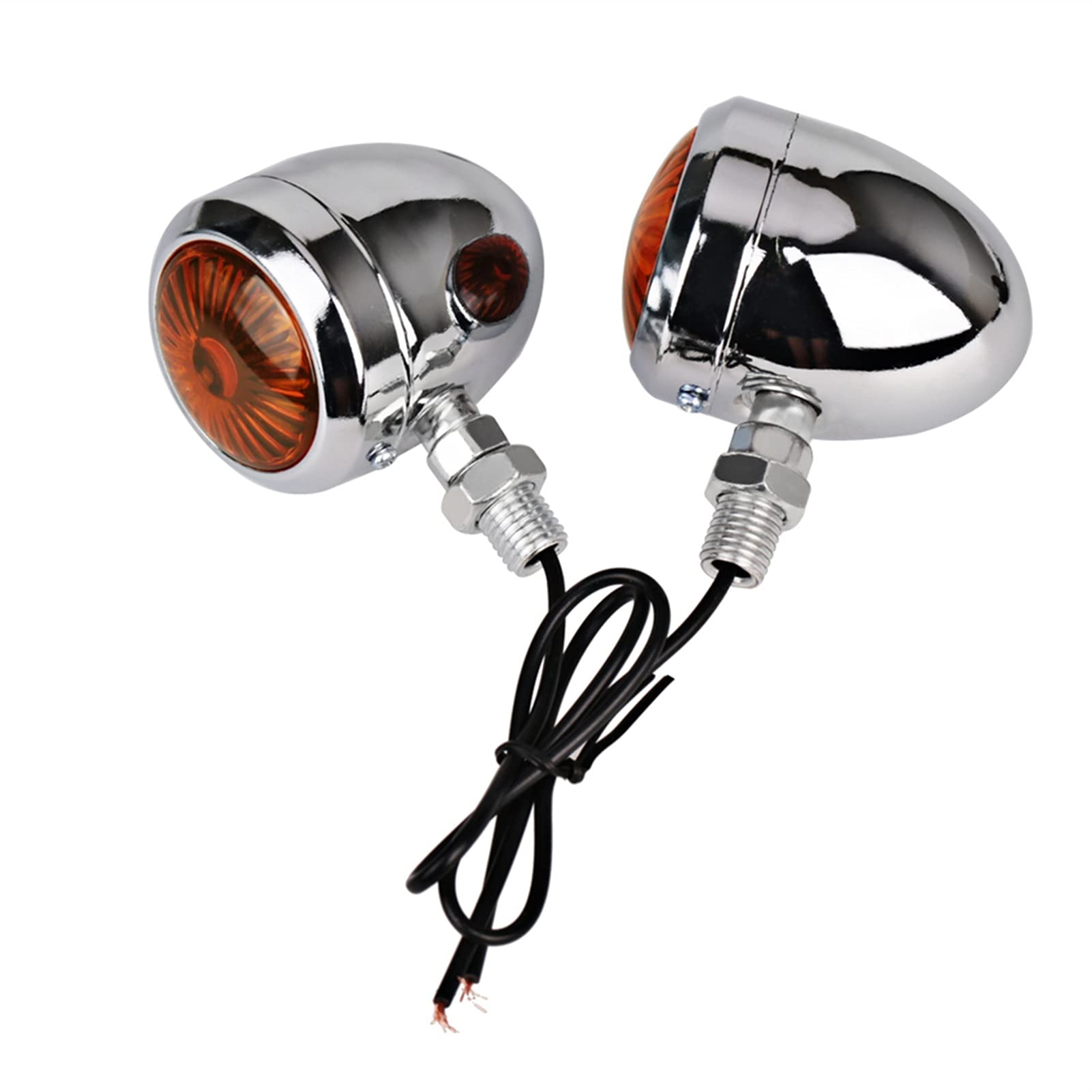 Frecce Moto,Indicatori di Direzione per Moto Indicatore dei segnali di direzione del motociclo Universale 12V Retro Luci del segnale della moto Retro Blinker del metallo 2 PC Black Chrome(4PC Black)