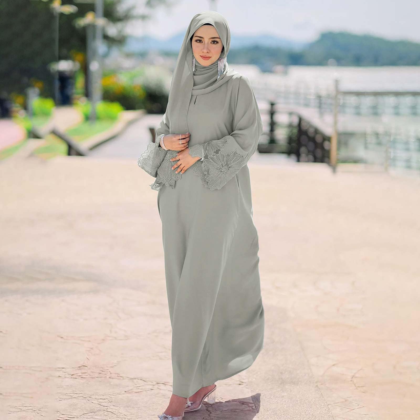Ramadán Vestido Mujer Ramadán Burka Abaya Largo Suelto 2 piezas Ropa Islámico Kaftan Largo Burqa Islámico Oriente de una Pieza para Mujeres
