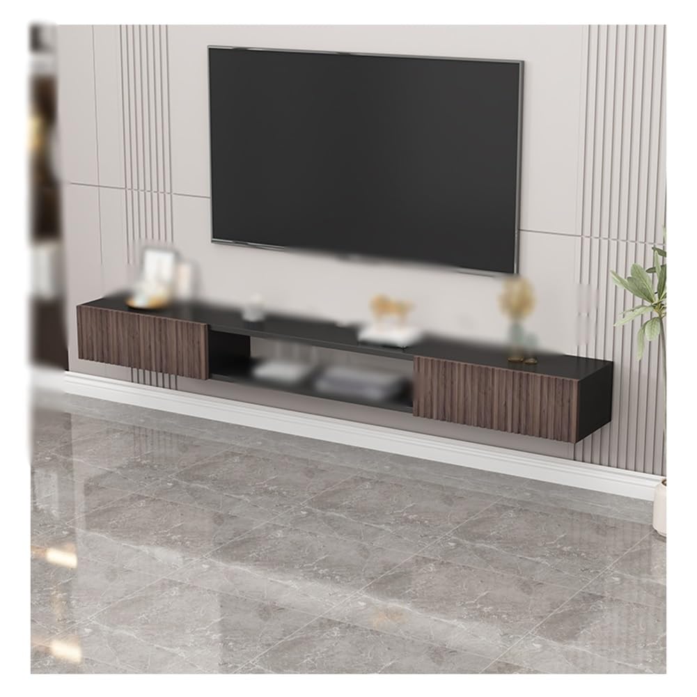 Mobile TV sospeso, da Parete, in Legno massello, Grande Console multimediale, Centro di intrattenimento per Soggiorno e Camera da Letto (Nero 120 cm/47 Pollici)