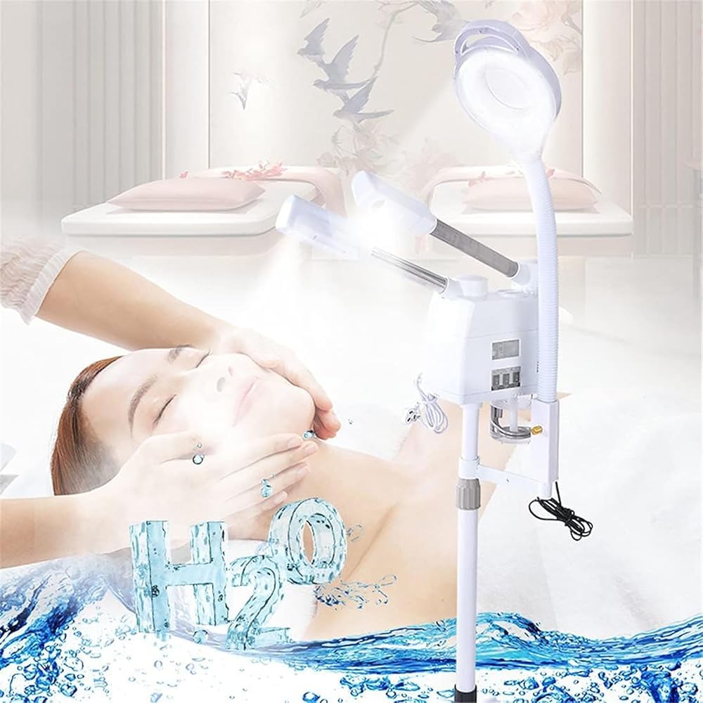 Profesjonalna lampa do gotowania na parze do twarzy 3 w 1 do salonu, spa, urody, sprzęt do pielęgnacji skóry, regulowana wysokość, z 4 rolkami dla łatwego poruszania się