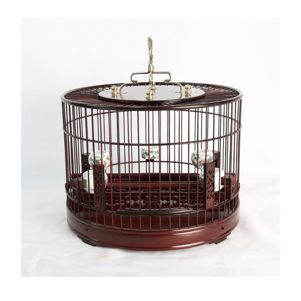 Cage à oiseaux en bois d'acajou luxueuse avec fond amovible pour grands perroquets