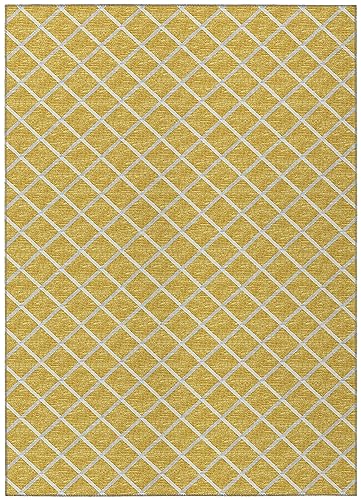Dalyn Rugs York YO1 Gold 3' x 5' Indoor Outdoor Area Rug, Easy Clean, Machine Washable, Non Shedding, Bedroom, Living Room, Dining Room, Kitchen, Patio Rug